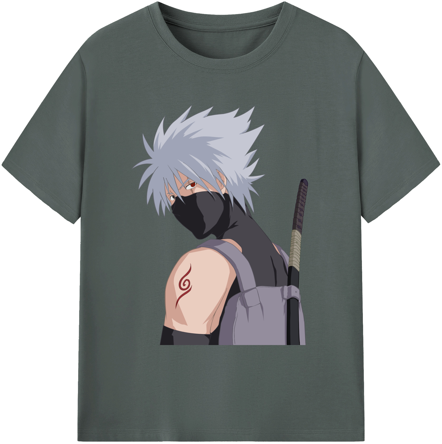 （画像用） NARUTO -ナルト- はたけ カカシ Hatake Kakashi 綿100％ メンズ半袖Tシャツ｜肌触りやわらか＆通気性